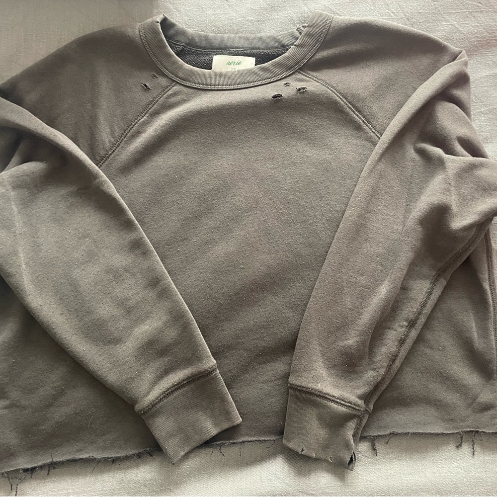 Aerie Charcoal Cropped Sweatshirt